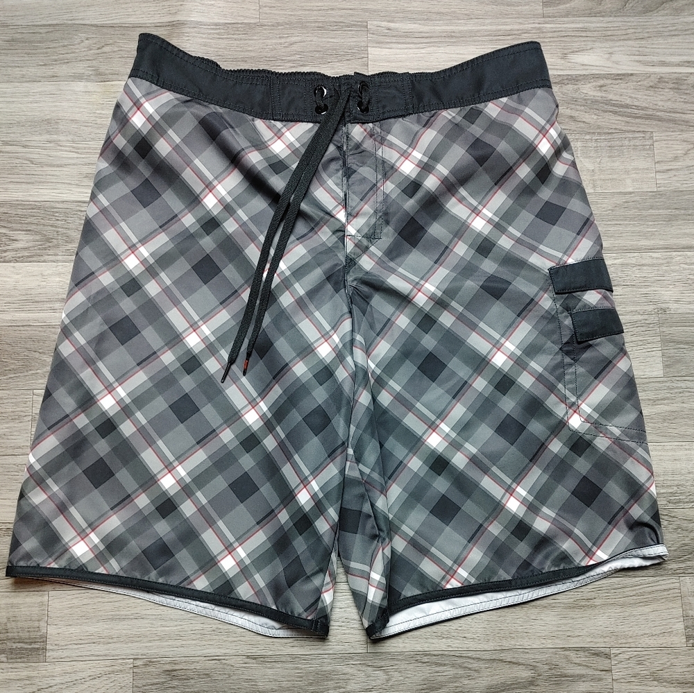 Tony Hawk Plaid Swim Trunks